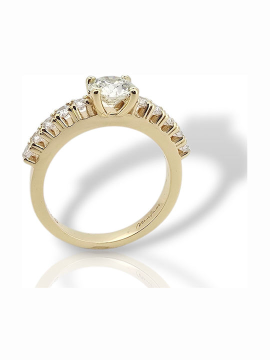 Mentzos Single Stone Ring from 18K Gold with Diamond