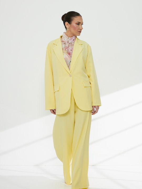 Pantaloni Dama Galbeni Costum