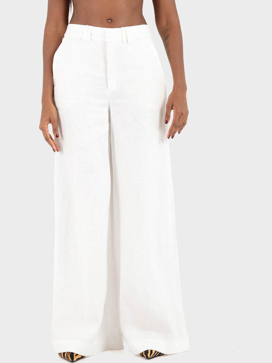 Дамски Ленен Панталон Off White