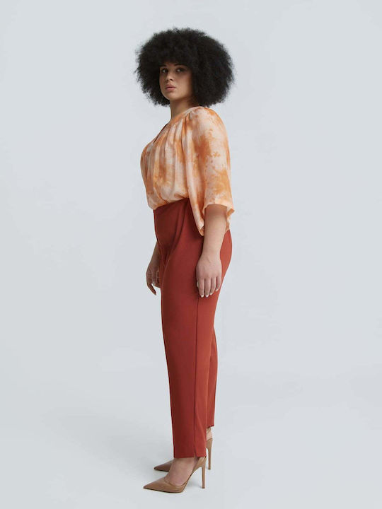 Women's Fabric Trousers with Rubber Band Orange 0039.2559.NETTO-dark-orange