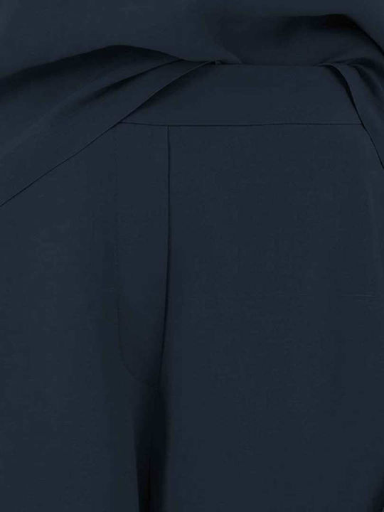 Pantaloni Dama Din Țesătură Cu Elastic Albastru Marin