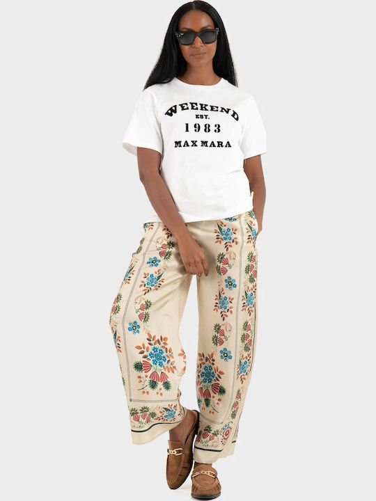 Twill Women's Fabric Trousers Ivory