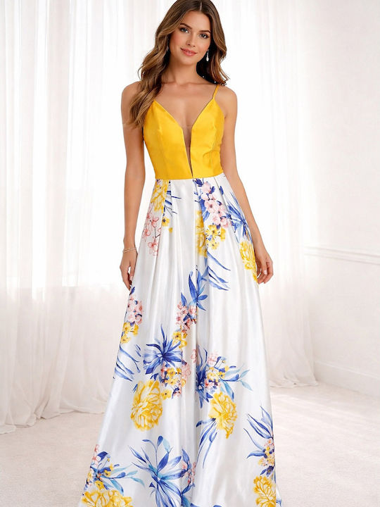 Summer Maxi Dress for Wedding Christening Satin Blonde K19-9008