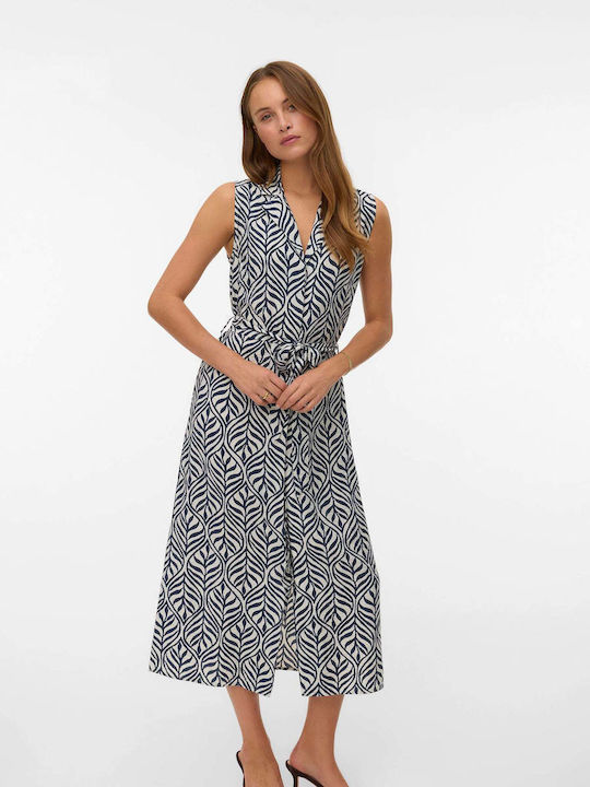 Καλοκαιρινό Midi Σεμιζιέ Φόρεμα Birch Navy
