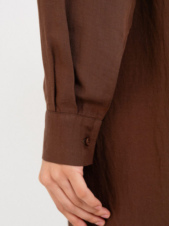 Midi Hemdkleid Braun