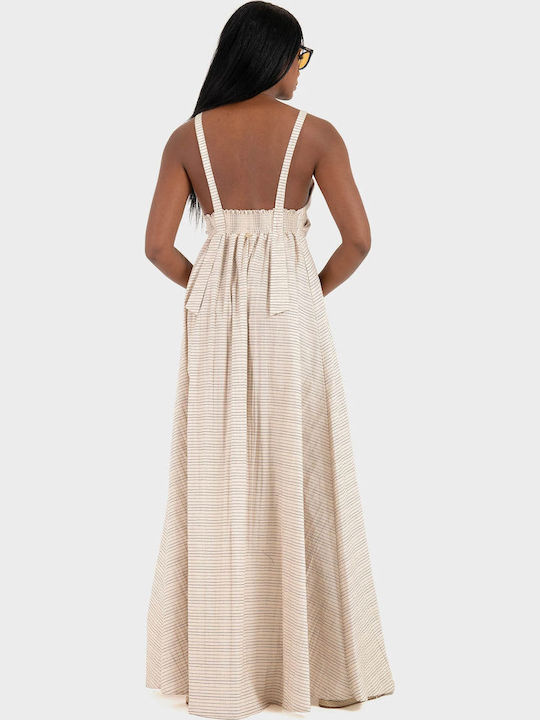 Καλοκαιρινό Maxi Φόρεμα Light Beige