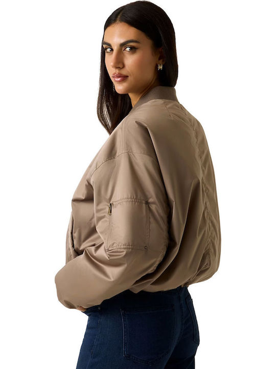Women's Bomber Jacket Beige/Brown