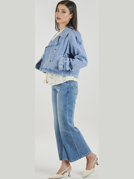 Kurze Damenjacke für Frühling - Herbst Blau