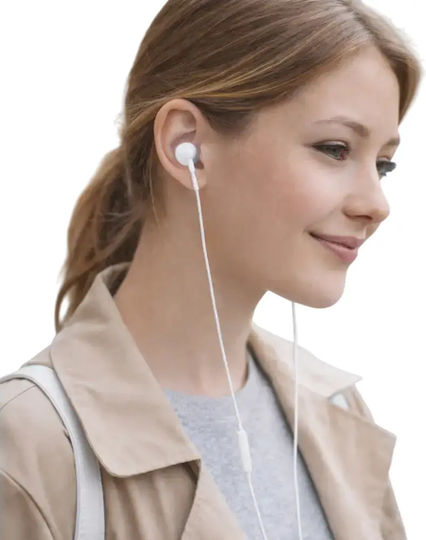 Mlk+ R-820 Кабелни In Ear Слушалки с Микрофон Jack 3.5mm Усилено Кабел Бели