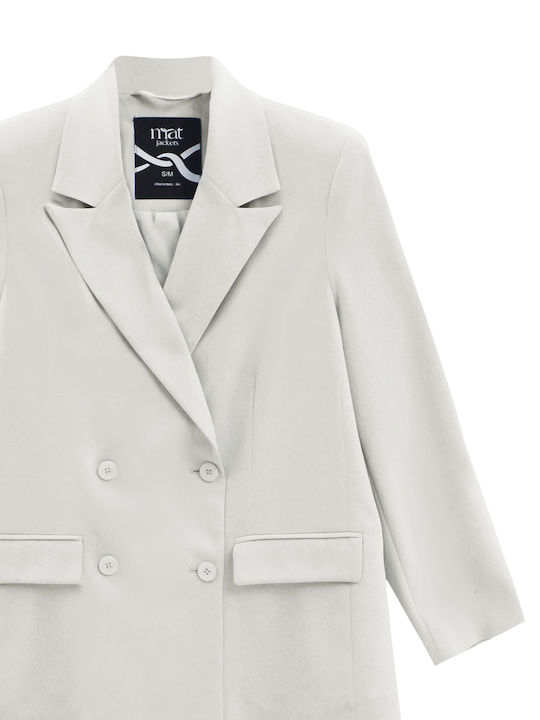 Mat Fashion Women's Double Breasted Beige Blazer 0003.4515.N.W-off-white