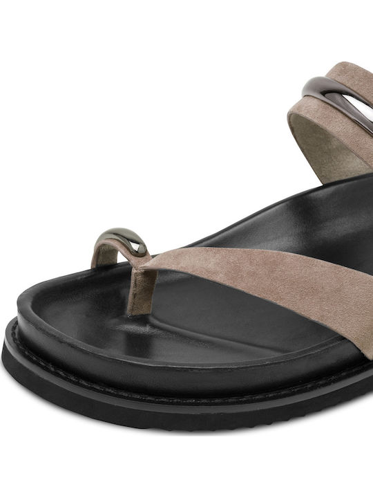 Leather Women's Sandals Beige