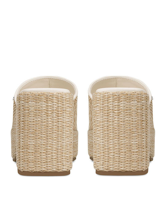 Damen Pantoletten mit Hoch Absatz in Beige Farbe