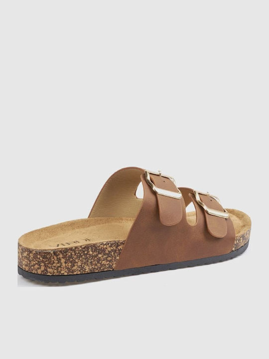 Damen Flache Sandalen Tabac Braun