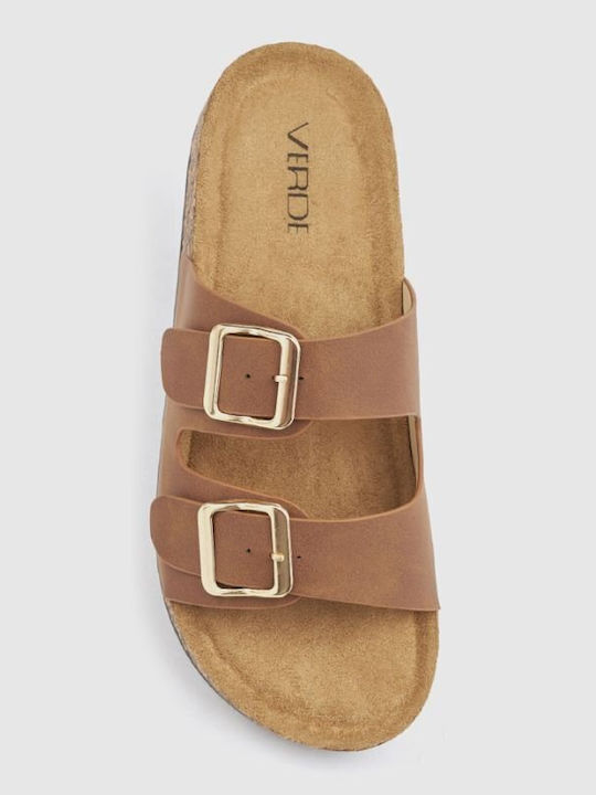 Damen Flache Sandalen Tabac Braun