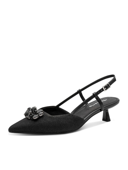 Heels with Strap & Low Heel Black