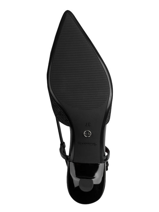 Heels with Strap & Low Heel Black
