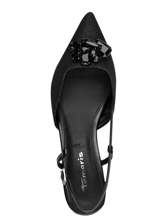 Heels with Strap & Low Heel Black