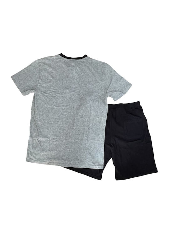 Enrico Coveri Sommer Herrenpyjama Bluse Grau Melange