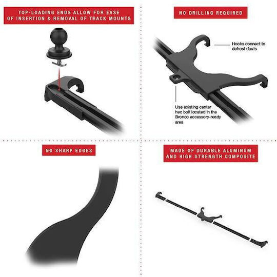 RAM Mount Suport Auto pentru Telefon cu Cârlige Reglabile Negru