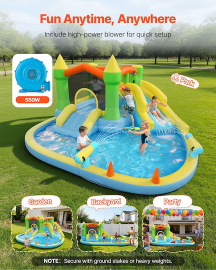 Vevor Φουσκωτό Splash Day Κάστρο με Τσουλήθρα για 3+ Ετών