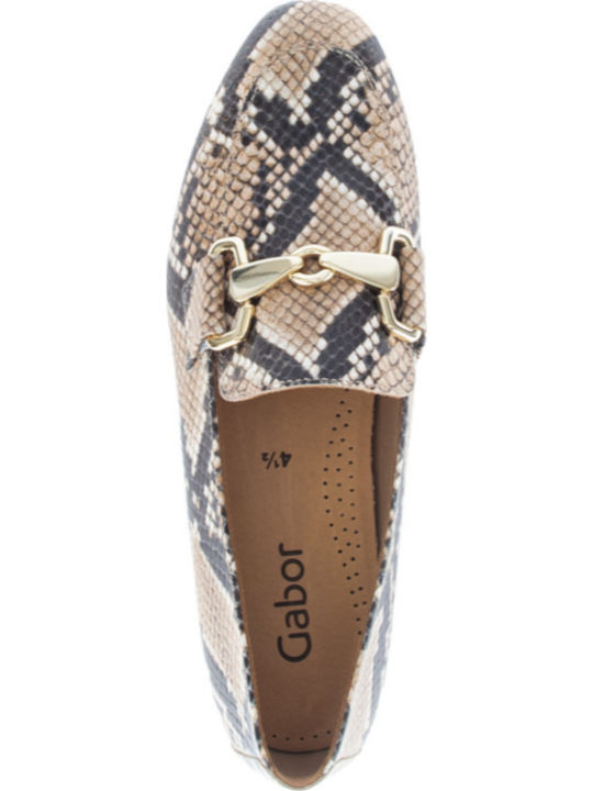 Δερμάτινα Γυναικεία Loafers σε Μπεζ Χρώμα