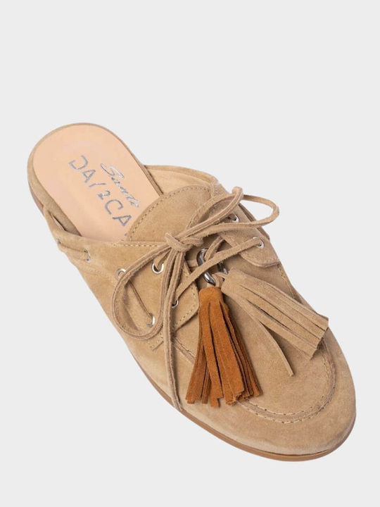 Suede Mules με Τακούνι σε Μπεζ Χρώμα