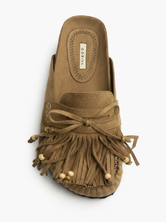 Pantofi Mules Dama Flat Maro
