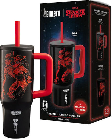 Bialetti Ποτήρι Θερμός Ανοξείδωτο 900ml Stranger Things με Καλαμάκι