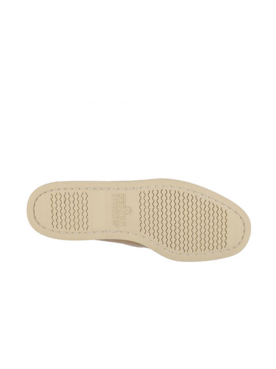 Docksides Portland Leather Men's Boat Shoes in Beige Colour