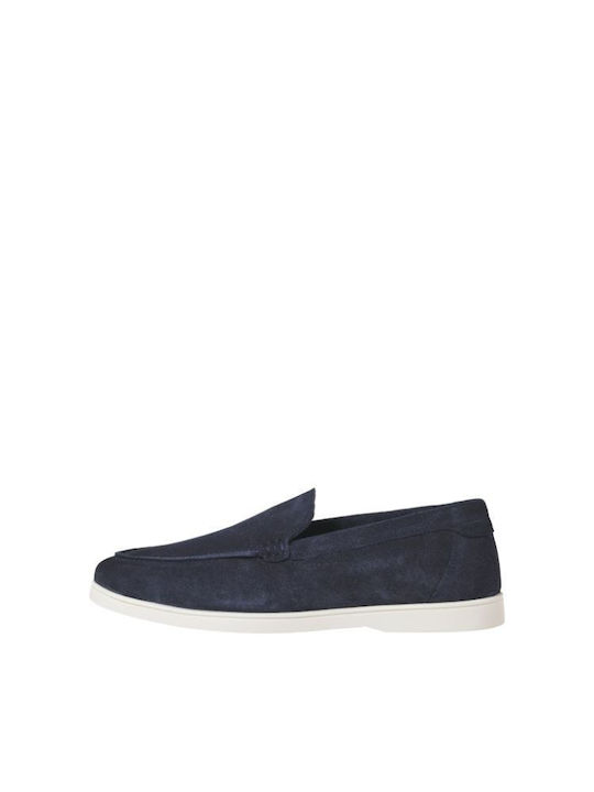 Suede Men's Loafers in Blue Colour