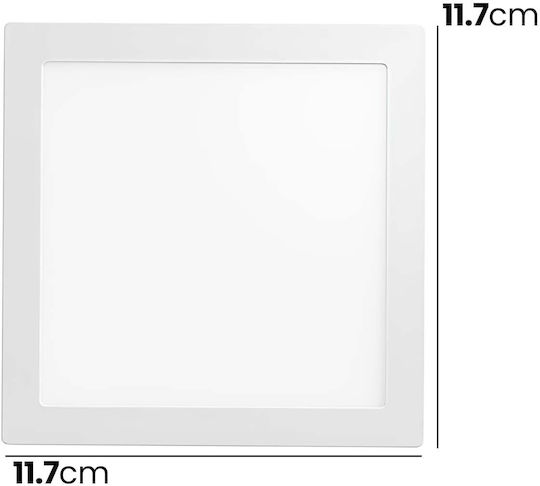 Avizar Led Panel 6w 6500k 200lm Recessed Square Format 11.7 X 11.7cm White