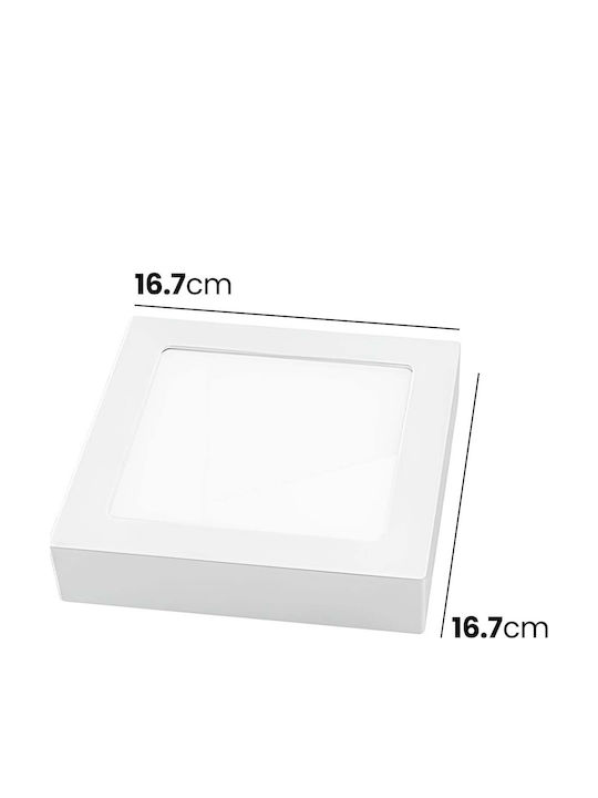 Avizar Quadratisches LED-Panel 12W 167x167mm Oberfläche Montage Elegantes Design Weiß
