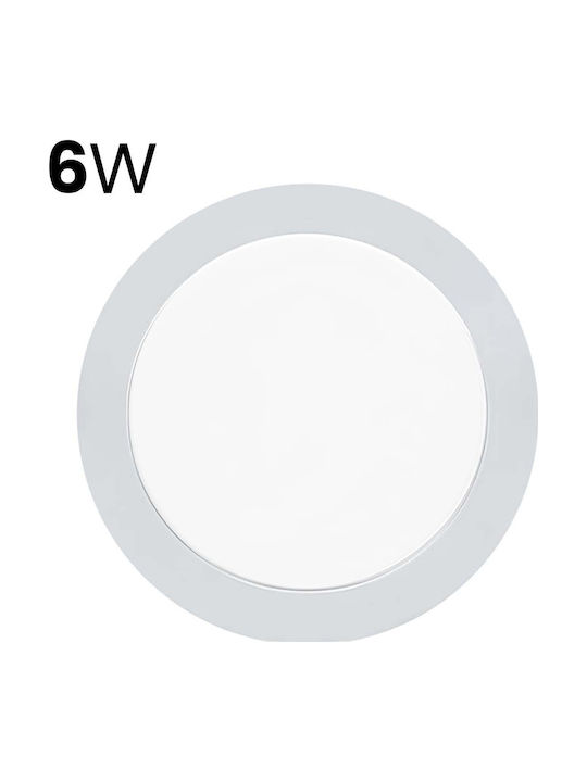 Avizar Panou LED 6W Încastrat Rotund Format 11.7cm 50000 Ore Alb