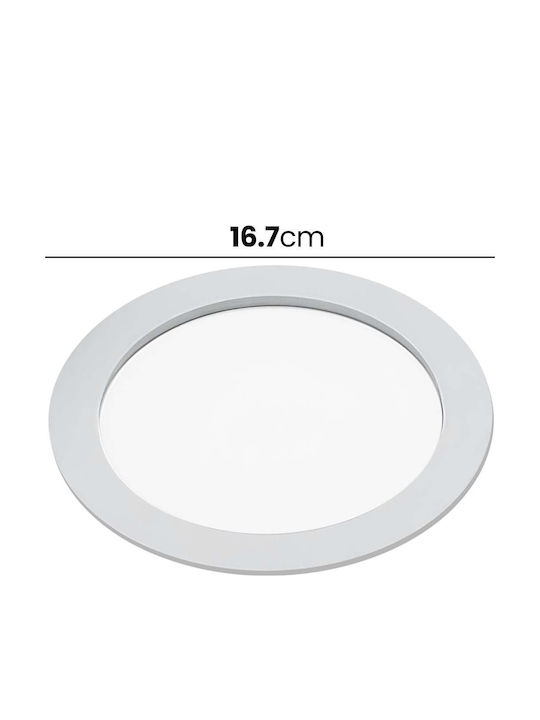 Avizar LED-Panels 12W Vertieft Rund Form 16,7cm 50.000 Stunden Weiß