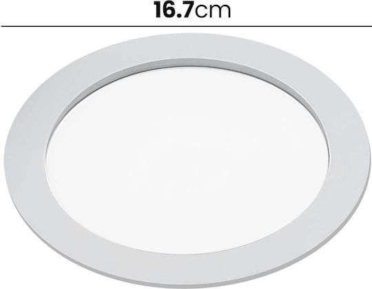 Avizar Led Panel 12w Recessed Round Format 16.7cm 50,000 Hours White