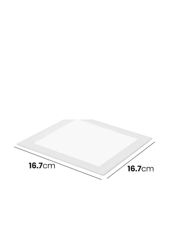 Avizar Square Led Panel 12w 16.7x16.7cm Recessed Ceiling Mount Extra Flat Design White