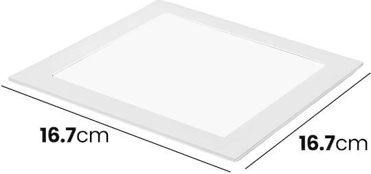 Avizar Квадратен LED Панел 12W 16.7x16.7см Вграден Монтаж На Таван Екстра Тънък Дизайн Бял
