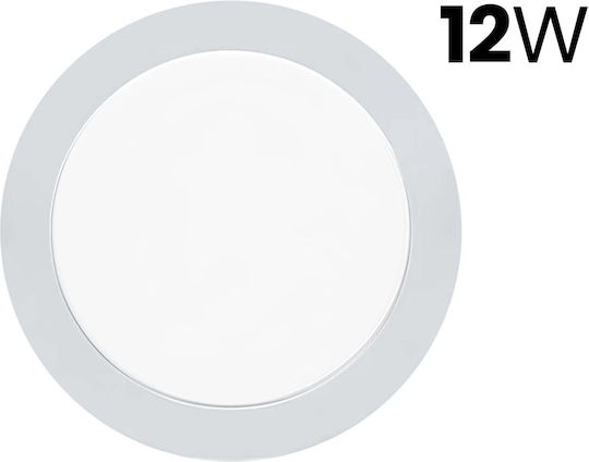 Avizar Led Panel 12w Recessed Round Format 16.7cm 50,000 Hours White