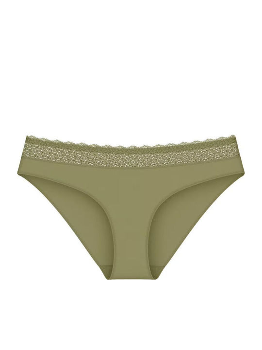 Damen-Slips mit Spitze Olive Gold