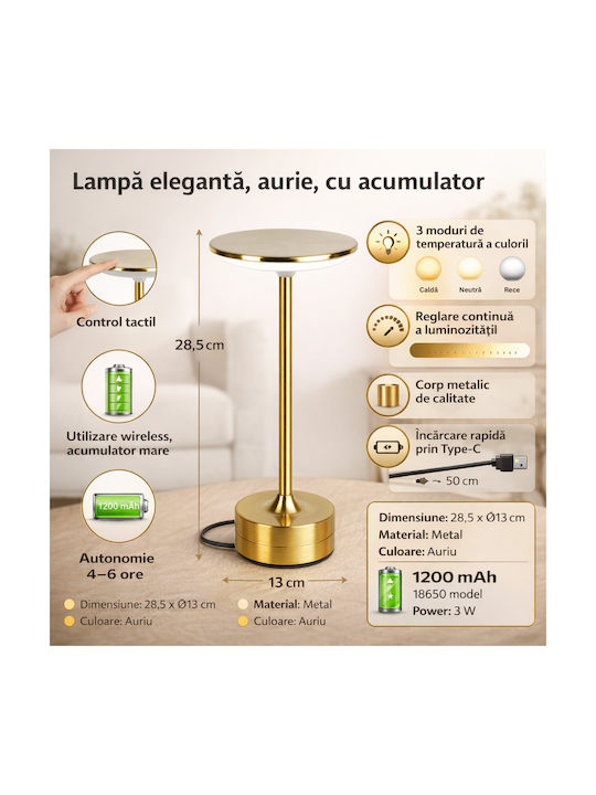 Alista Home Rechargeable LED Office Lamp in Gold Colour
