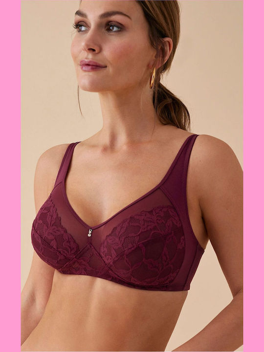 Burgundy Minimizer Bra without Padding & without Underwire