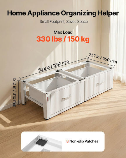 Vevor DCT2521INCH2CQUJT001V0 Βάση Πλυντηρίου/Στεγνωτηρίου από Μέταλλο με Συρτάρι 2τμχ
