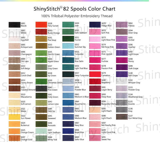 Embroidery Thread Set 82 Spools 500 M Shinystitch Colors