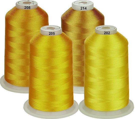 Embroidery Thread Set 4 Spools 5000 M Yellow Shades