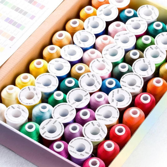 Embroidery Thread Set 63 Spools 500 M Brother Colors