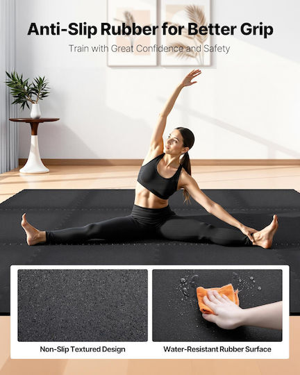 Vevor Gym Puzzle Mats Black 61x61x1.4cm 12 Pieces