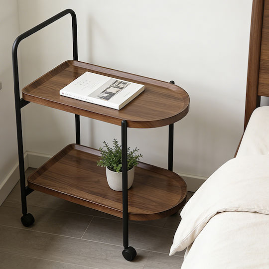 Side Coffee Table Whelea With Wheels Walnut Black
