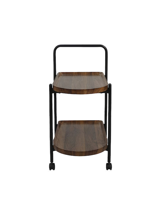 Oval Side Table Whelea Wooden with Wheels Walnut-Black W60xL40xH69cm