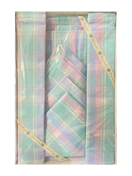 Tablecloth Set Checkered Lilac 150x240cm Code 630-144