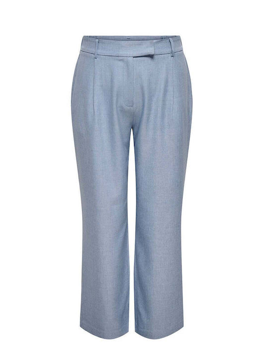 Damen Hochbund Stoff Hose in Gerader Bein Stil Blau